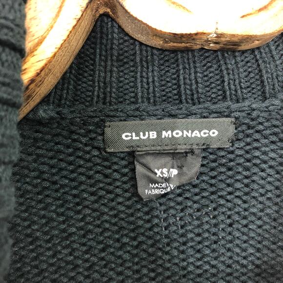 Club Monaco Cardigan Sweater Navy Blue Shawl Neck Cuffed Sleeve Chunky Knit xs - Picture 3 of 8